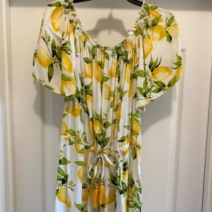 EUC Lemon Print Dress with tassel detail Size M
